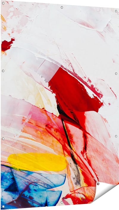 Gards Tuinposter Abstracte Kunst van Verf Kleuren - 100x150 cm - Tuindoek - Tuindecoratie - Wanddecoratie buiten - Tuinschilderij
