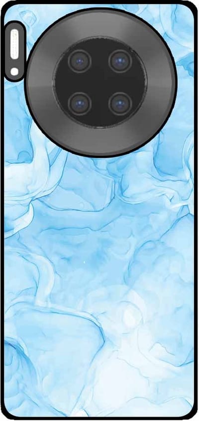 Smartphonica Telefoonhoesje Geschikt voor Huawei Mate 30 Pro met marmer opdruk - TPU backcover case marble design - Lichtblauw geschikt voor Huawei Mate 30 Pro
