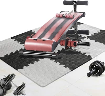 Vloerbescherming Tegels - Geluiddempend EVA - Thuis Fitness - Extra Schokabsorberend - 30x30 cm - Grijs Zwart