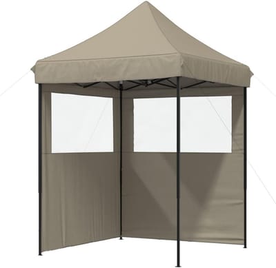 Opvouwbare Partytent - Pop-up Tent - Buitenfeesten Organiseren - Met 2 Zijpanelen - 200 x 200 cm - Taupe