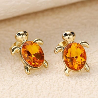 Boucles d'oreilles Tortue Marine Verte Mignonne Délicate Pour Femmes Tendance Couleur Or Boucles d'oreilles Clous Tortue Bijoux de Fête Cadeaux beige