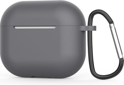 Jumada's - Beschermhoes geschikt voor je Apple AirPods 3 - Donker grijs - Met handige clip - Siliconen soft case - Beschermhoes met stijl