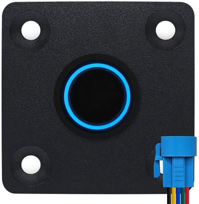 ProRide Metalen drukschakelaar Inbouwpaneel 12V ON-OFF - 16mm - met Aansluitkabel - 12V/24V - LED indicatie Blauw