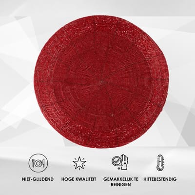 Placemats - Set van 3, Rood | Hittebestendige & Antislip Tafelaccessoires voor een Feest | Diameter 31 cm | Ideaal Tafelmatten voor Keuken, Feesten, Herfst Diners, Bruiloften