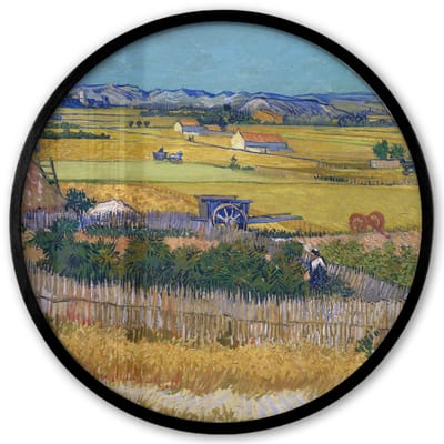 Poster in lijst Rond - Fotolijst 40x40 cm - Posters - De oogst - Vincent van Gogh - Ronde posterlijst zwart - Decoratie - Wanddecoratie woonkamer - Muurdecoratie slaapkamer
