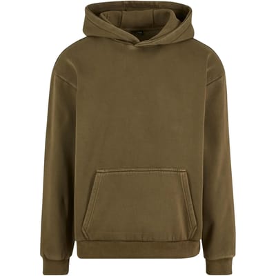 Urban Classics Vintage Heavy Hoodie Heren Trui met capuchon - olijf - S
