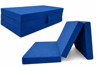 Opvouwbaar logeermatras met fauteuilfunctie - 200 x 120 x 10 cm - Schuimmatras, blauw