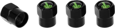 Vinger Patroon Band Valve Stam Caps - 4 Stuks Decoratieve Dust Covers voor Auto, Aluminiumlegering en Rubber, Zwart en Groen, 8x12mm