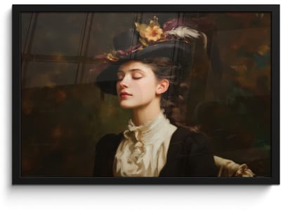 Poster in lijst - Fotolijst 60x40 cm - Posters - Vrouw - Victoriaans - Portret - Posterlijst zwart - Decoratie - Wanddecoratie woonkamer - Muurdecoratie slaapkamer