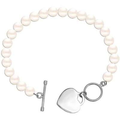 Damesparelarmband met hartbedel, 925 sterling zilver BIPU023