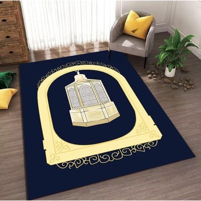 Moslim Gebedskleed Flanellen Aanbiddingsdeken Knielen Reliëf Vloermatten Wasbaar Antislip Zacht Draagbaar Kleed Reizen Gebed 60*90cm