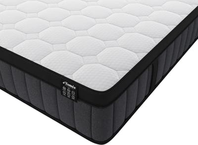 Vente-unique Set 160 x 200 cm witte bedbodem met opbergruimte + hybride matras met pocketveren met 7 zones en gel met vormgeheugen van 25 cm dik - TOLCA van YSMÉE