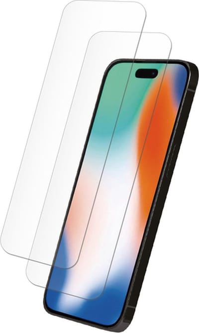 Myway, Pack 2 getemperd glas Geschikt voor Apple iPhone 15 /15 Pro /14 Pro platte anti-kras, Transparant
