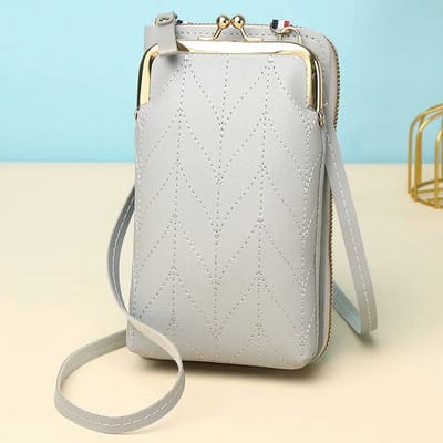 Without Lemon - 2-in-1 Portemonnee en Telefoon - Crossbody Tasje - PU Leer - Uitgaan - Vakantie - Handig - 19x11x5cm - Grijs