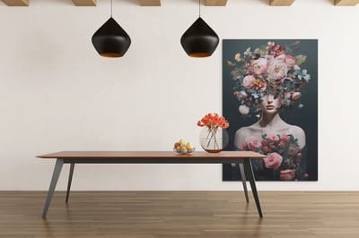 Canvas Schilderij - Vrouw met Bloemen - Foto op canvas - 60x40 cm