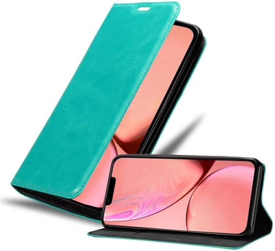 Cadorabo Hoesje geschikt voor Apple iPhone 13 in BENZINE TURKOOIS - Beschermhoes met magnetische sluiting, standfunctie en kaartvakje Book Case Cover Etui