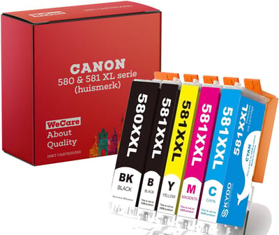 5-pack | Geschikt voor Canon 580/581 XL inktcartridges - 5 Inktpatronen - Geschikt voor Canon Pixma TR7550 - TR8550 - TS6150 - TS6250 - TS6300 - TS6350 - TS705 - TS8150 - TS8250 - TS9150 - TS9550