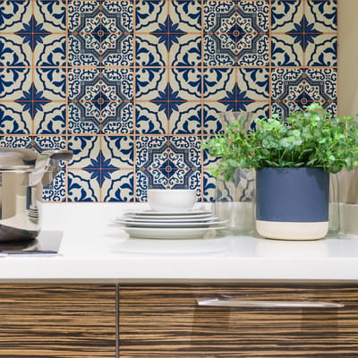 Zelfklevende tegelmuurstickers voor keuken en badkamer - 9 AZULEJOS SÉRGIO tegelstickers - 9 stickers 10x10cm