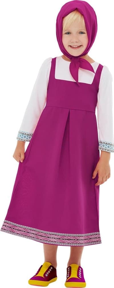 FUNIDELIA Masha Kostuum voor meisjes - Masha en de Beer - Maat: 92 - 97 cm