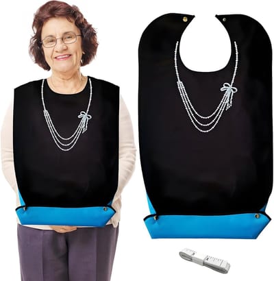 Wasbare en Waterdichte Slabbetjes voor Senioren, Elegante en Grote Slabbetjes met Voedselopvang voor Bescherming van Kleding