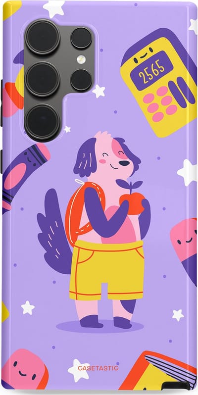 Casetastic hoesje geschikt voor Samsung Galaxy S24 Ultra - Dubbellaagse bescherming - Tussen boeken en sterren - Fashion Case - Lavendel Geel