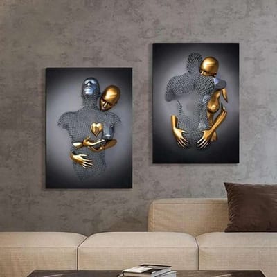 CE Serie - Plakat 50x70cm Metalen Sculpturen - Zonder Frame - Set van 2