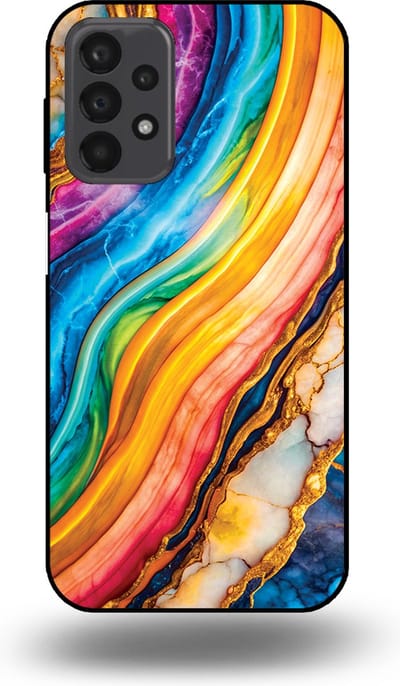 Smartphonica Telefoonhoesje Geschikt voor Samsung Galaxy A23 5G met Regenboog Goud Marmer Opdruk - TPU Backcover Case Rainbow Gold Marble Design geschikt voor Samsung Galaxy A23 5G