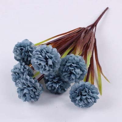 Zijden Hortensia Boeket - Nepbloemen Decoratie - Bruiloft Decoratie - Vintage Stijl - 7 Bloemhoofden - Donkerblauw