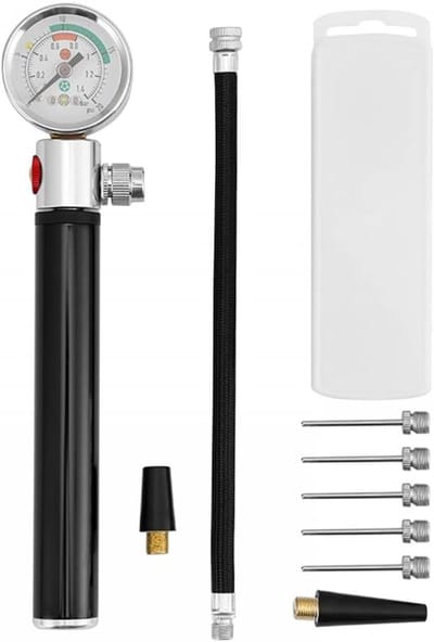 Mini-balpomp met manometer - draagbare sportbal-luchtpomp van aluminiumlegering - opblaaspeld voor basketbal, voetbal, rugby, volleybal en andere opblaasbare ballen