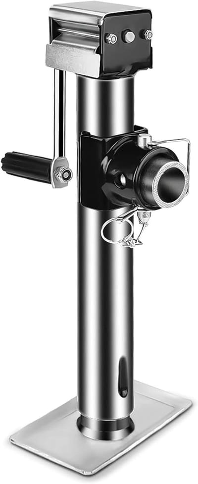 Zware Trailer Koppeling met Zijwind Steunpoot - 5000lbs RVS Trailer Jack met Handvat en Trekpen voor Caravans en Aanhangwagens