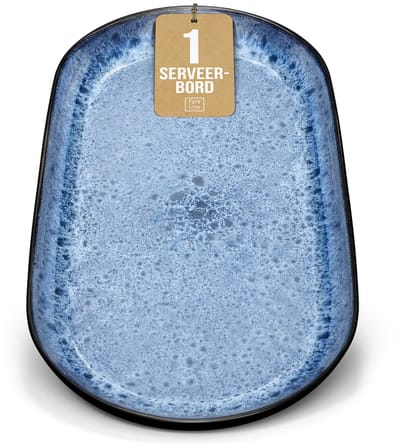Pure Living Ibiza Dark Ovale Serveerschotel - 38 x 19 cm - Diepblauw - Aardewerk - Vaatwasserbestendig - Magnetronbestendig