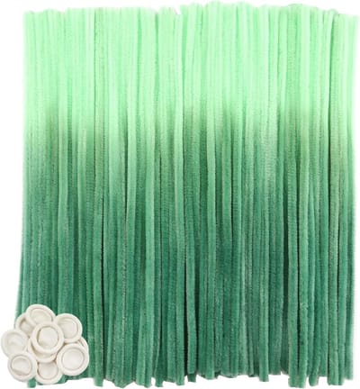 100 Stuks Chenille Pijpenragers in Kleurverloop Groen 30 cm x 6 mm voor Creatieve DIY Projecten en Ambachten