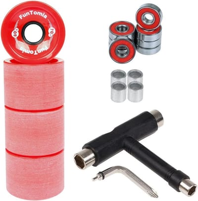 Set van 4 Longboard Skateboard Wielen 70x51mm met Kogellagers en Gereedschap