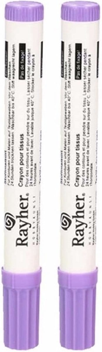 2x stuks lila paarse textielstift met dikke punt - Op kleding schrijven stiften