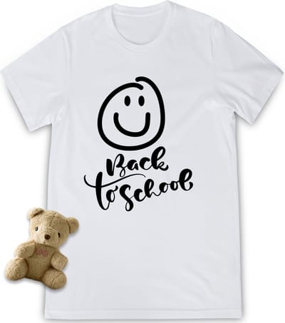 T shirt Back to School - Grappig tshirt voor jongens en meisjes - Unisex maten: 92 t/tm 164 - Shirt kleuren: wit, turquoise en fuchsia.