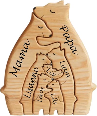 Gepersonaliseerde beren familie - geboorte - kraam cadeau - puzzel - 7 beren