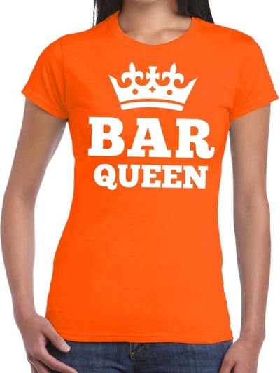 Oranje Bar Queen shirt dames - Oranje Koningsdag kleding XS