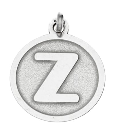 Zilveren Letter Z rond mat en glans kettinghanger