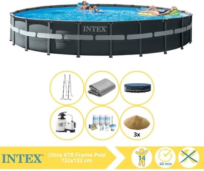 Intex Ultra XTR Frame Zwembad - Opzetzwembad - 732x132 cm - Inclusief Onderhoudspakket en Filterzand