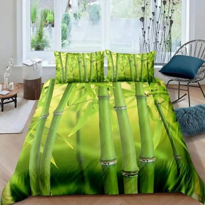 Bamboe Dekbedovertrek Set Bamboe Takken Beddengoed Set Boom Print Dekbedovertrek Luxe Retro Bloemenstijl Dekbedovertrek Queen Size 135X200cm-2pcs
