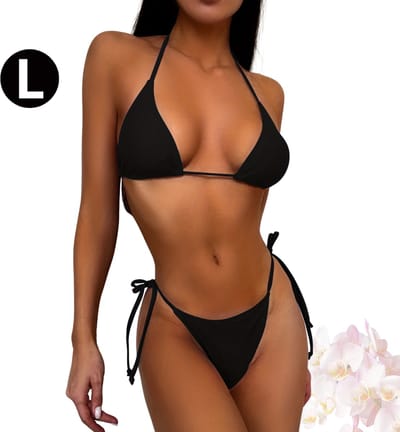 Bovista Bikini Dames - Meisjes Bikini - Badpak - Push Up - Vrouwen Badkleding - Zwemmen - Sexy Set - Top & Broekje - Zwart - Maat L