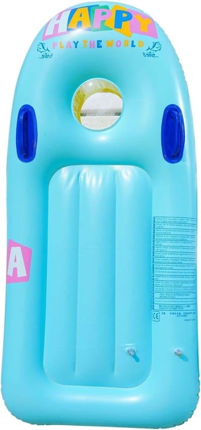 Opblaasbaar bodyboard voor kinderen, boogiebord met handgrepen, draagbaar, surfplank, zwembad, vlotter, strand, surfen, zwemmen, zomer, waterplezier voor kinderen, jongens, meisjes