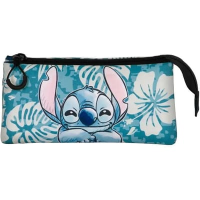 Karactermania - Disney - Lilo en Stitch - Aloha -F AN Triple Tekenetui - Potloden Etui met rits - Pennenetui 2.0 - Blauw