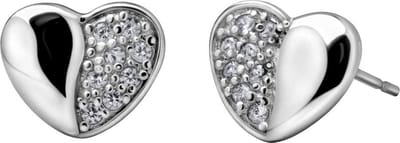 Quiges - Oorknoppen Hart met Zirkonia Transparant - Dames Oorbellen - 925 Zilver Rhodium - ESE016