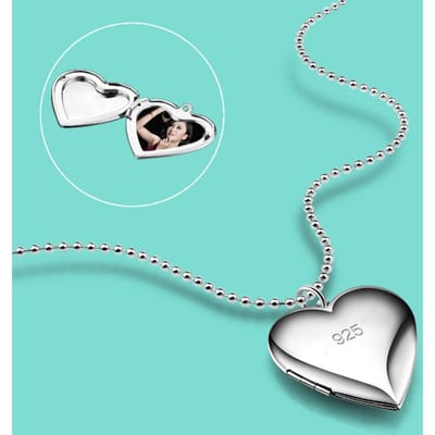 Nieuwe dames 925 sterling zilveren ketting klassieke hart fotodoos hanger aanpasbare foto jubileum sieraden cadeau bijoux 46CM white