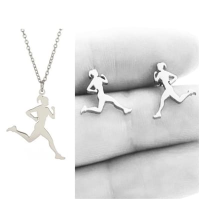 SportPresent® - Sieradenset - Hardlopen - Oorbellen - Ketting - Sieraad - Kado - Marathon - Hardloopster - Triathlon - Lopen - Running - Run - Sport - Teamkado - Sportsieraad