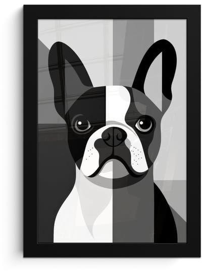 Poster in lijst - Fotolijst 20x30 cm - Posters - Buldog - Zwart - Abstract - Vlakken - Posterlijst zwart - Decoratie - Wanddecoratie woonkamer - Muurdecoratie slaapkamer