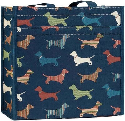 Signare - Cityshopper  - Schoudertas – Gobelinstof - Dachshund - Teckel - Hond - Honden