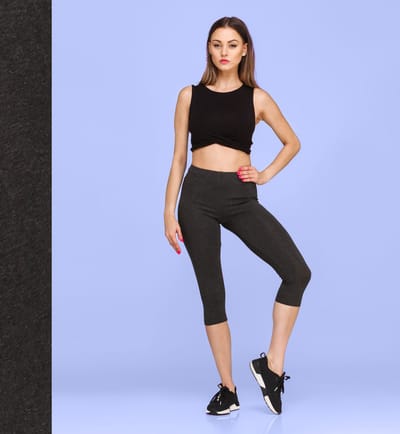 Bellivalini BLV-BLV50-148-LE Dames Capri Leggings - Sport - Vrijetijdsbroek - 3/4 Lengte - Viscose - Sporbroek - Yogabroek - Donker Gemêleerd - M