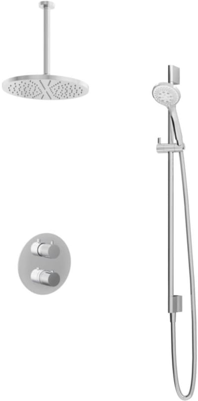 Hotbath Buddy - Inbouw Regendoucheset - Thermostatisch - Plafondbuis 30 cm - Hoofddouche 300 mm - Ronde Handdouche 3 Standen - Glijstang 900 mm - met 2-Weg Stop-Omstel - Waterbesparend - V01